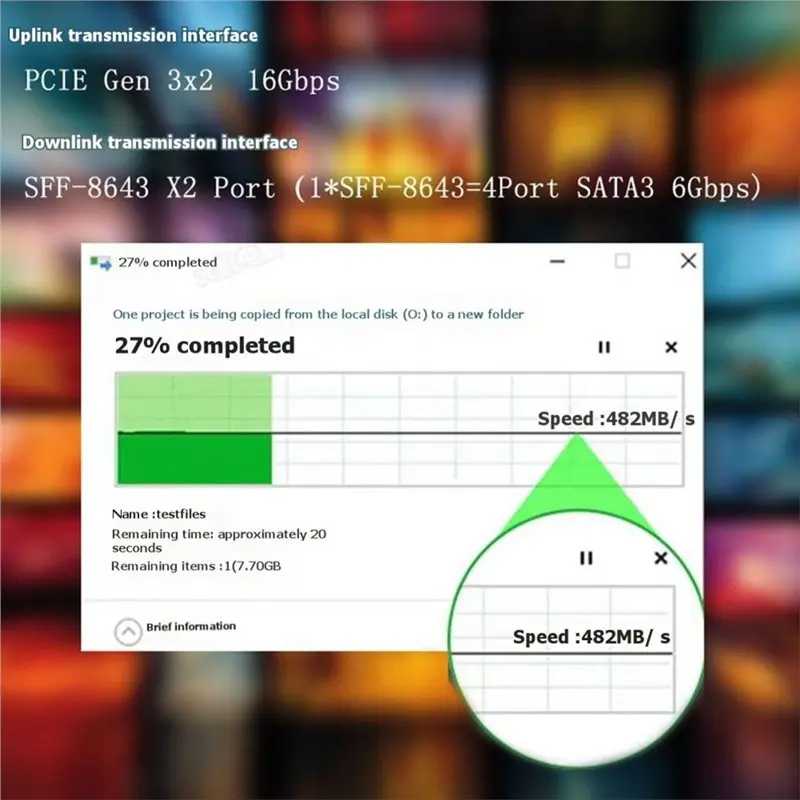 Superior-M.2 (M-Key) To Dual SFF-8643 (8X SATA 6Gbps) Add On Card