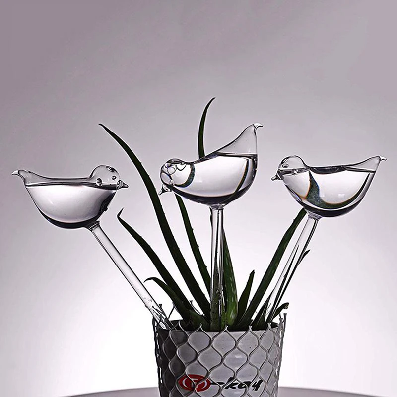 Plant Waterer Self Watering Globes, Bird Shape Hand Blown Clear Aqua Bulbs High Quality Automatic Flower Watering Device