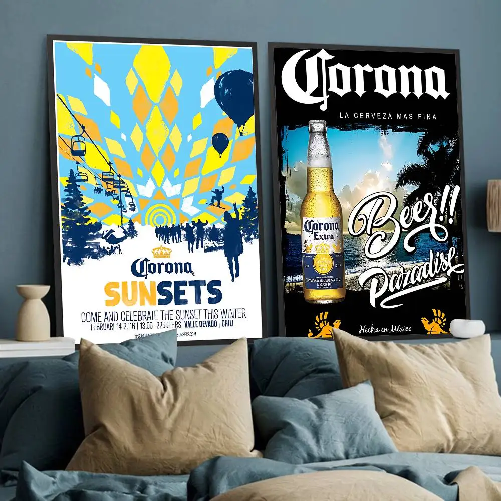 famous brand C-Corona E-Extra Beer Anime Posters Sticky HD Quality Wall Art Retro Posters for Home Kawaii Room Decor