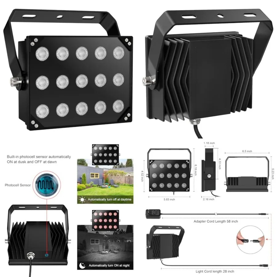 

Upgraded] IR Illuminator 15 LEDs 90 Degree Wide Angle IR Lights for Night Vision IP67 Waterproof 850nm Infrared Light for Secur