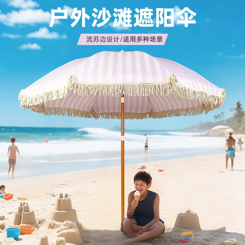 

Scenic beach leisure sunscreen parasol hotel decorative courtyard umbrella landscape umbrella outdoor fringed beach umbrella