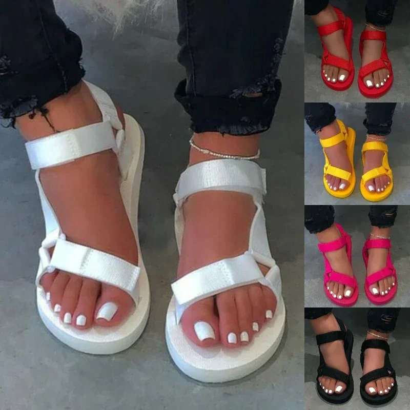 

Women Sandals 2024 Summer New Fashion Soft Open Toed Sandals Ladies Solid Outdoor Casual Beach Shoes for Women Zapatos De Mujer