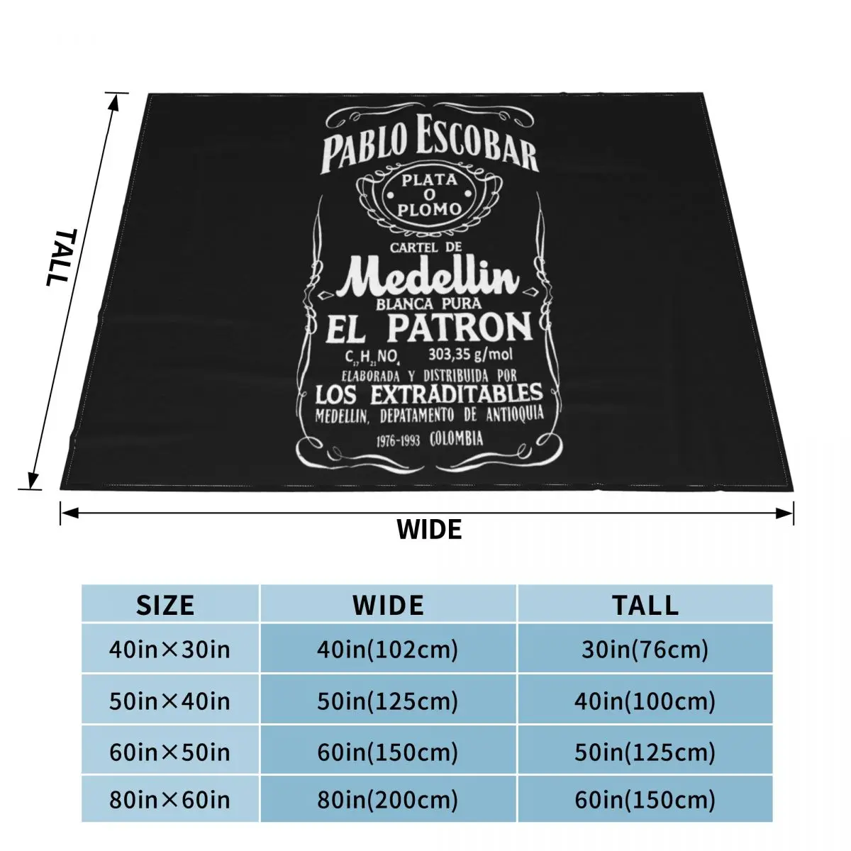 Pablo Escobar Graphic Plata O Plomo El Patron Mens Women Men Cheap Price Text Formal Throw Blanket