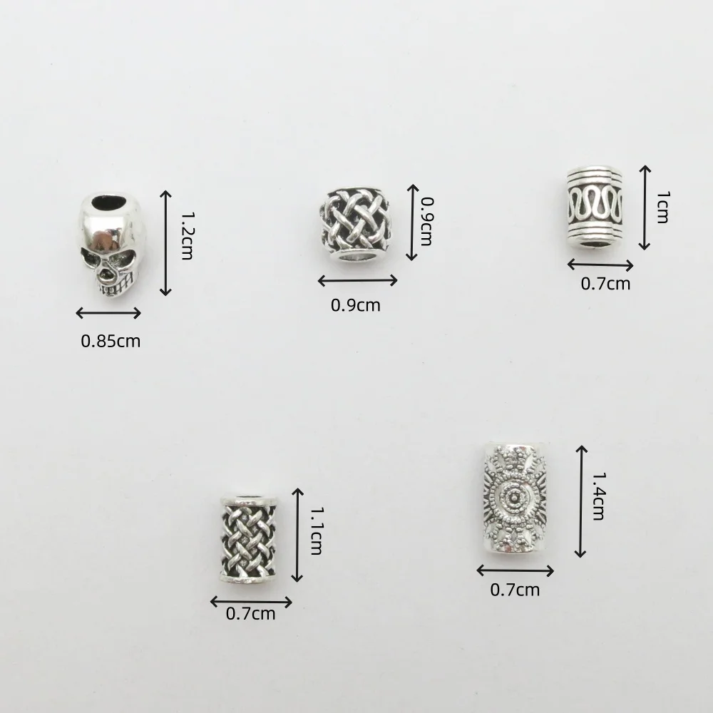 10pcs Skull Helmet Viking small Hole Beads Hair Braid Dreadlock Beard Bead Pendant DIY Necklace For Jewelry Accessory