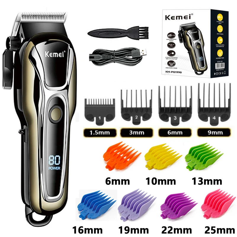 

Kemei Barber Hair Clipper Professional Hair Trimmer for Men Electric Beard Cutter Hair Cutting Machine Hair Cut Cordless Corded