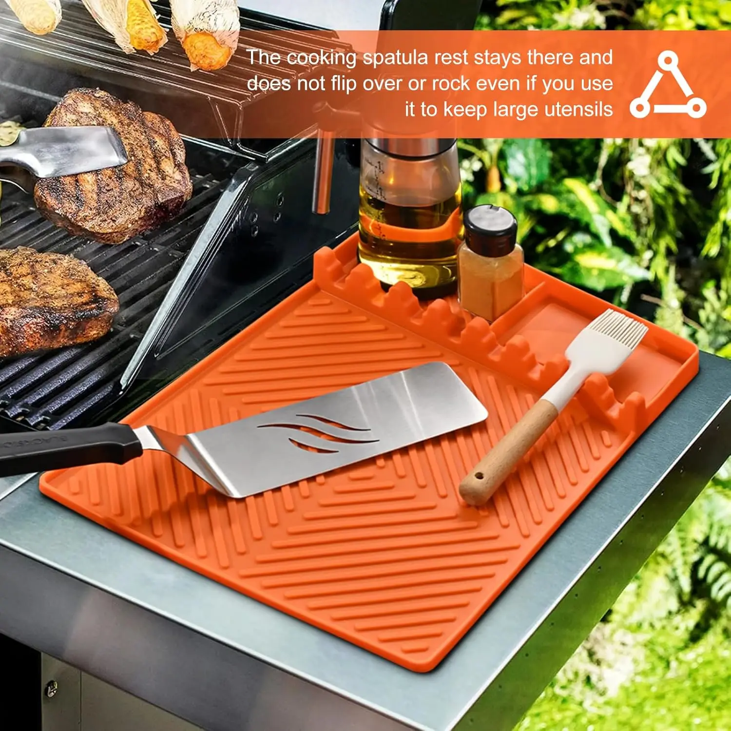 BBQ Plate Potholder Oven Oil Box Mat Silicone BBQ Tool Protective Pad Anti-dust Cleaning Pad for Outdoor BBQ Accessories view 3