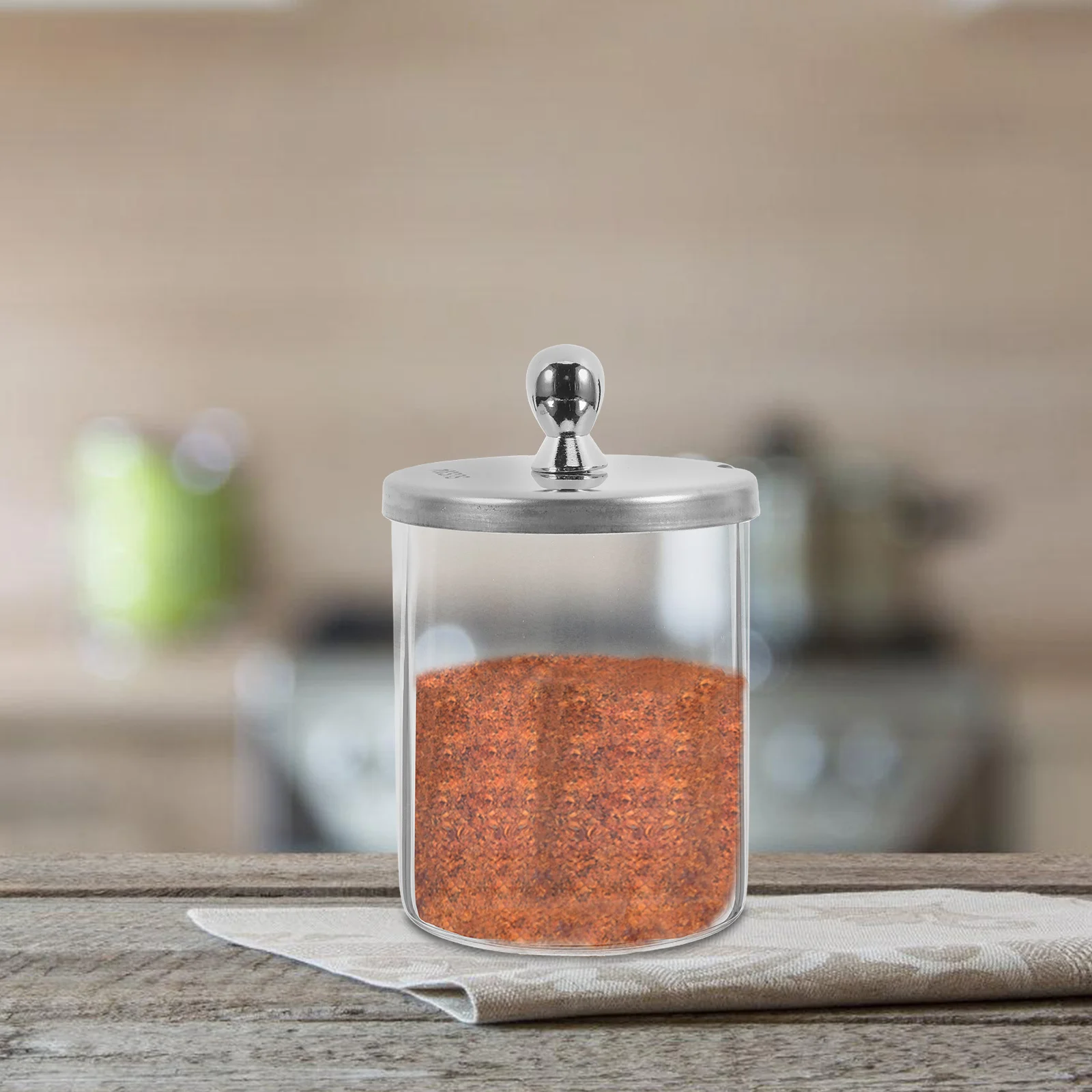 

Элегантная банка для приправ из нержавеющей стали, герметичный стеклянный контейнер для приправ, соль, сахар, перец, кухонные канистры для хранения