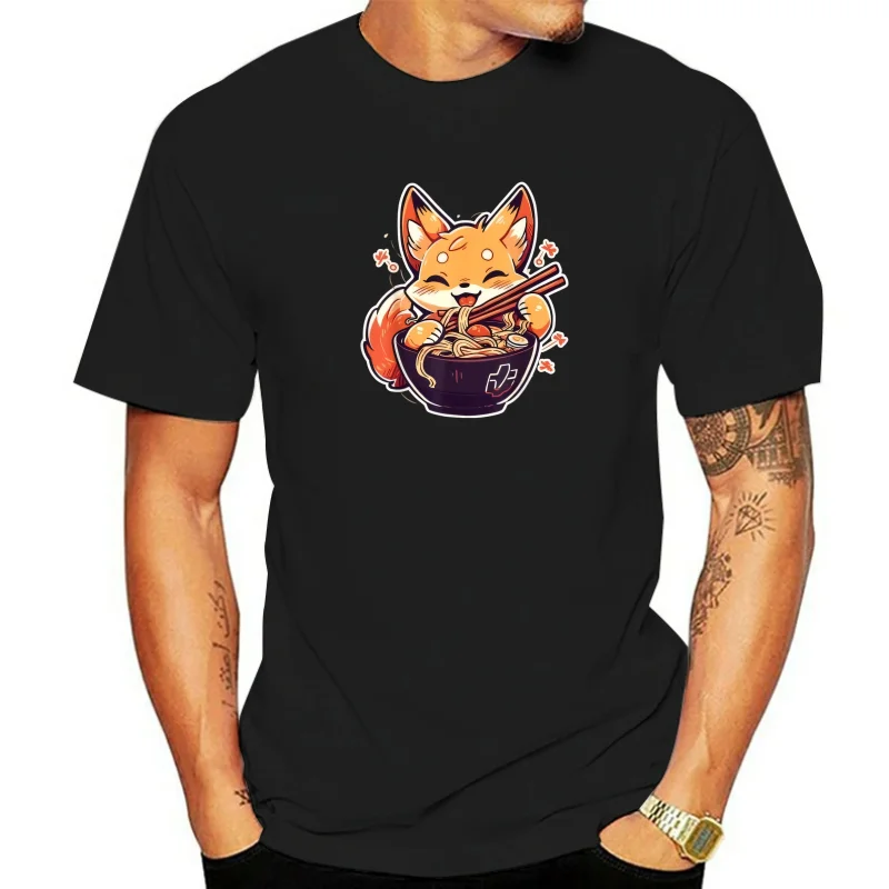 

Cute Japanese Kawaii Fox Eating Ramen Teens Tees Print Family Normal Pure WomenT Shirt Normal Clothing Shirt Graphic T Shirts