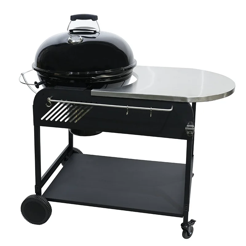 Bright enamel 22.5 inch trolley stove, multifunctional outdoor barbecue grill bbq charcoal grill