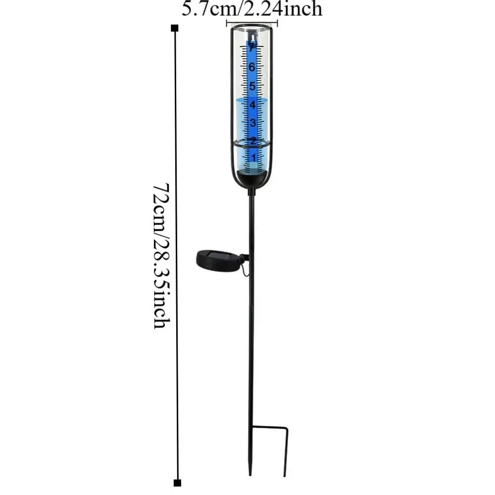 Alat Ukur Hujan Tenaga Surya dengan Braket Pemasangan di Pagar, Anti Beku, Meteran Hujan Plastik dengan Angka Besar yang Jelas, Alat Ukur Hujan Luar Ruangan