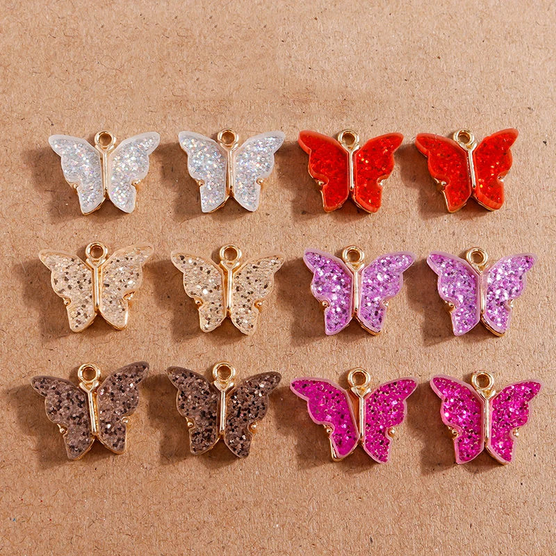 

10pcs 14x16mm Cute Butterfly Charms for Jewelry Making Animal Pendants Handmade Earrings Necklaces DIY Crafts Supplies