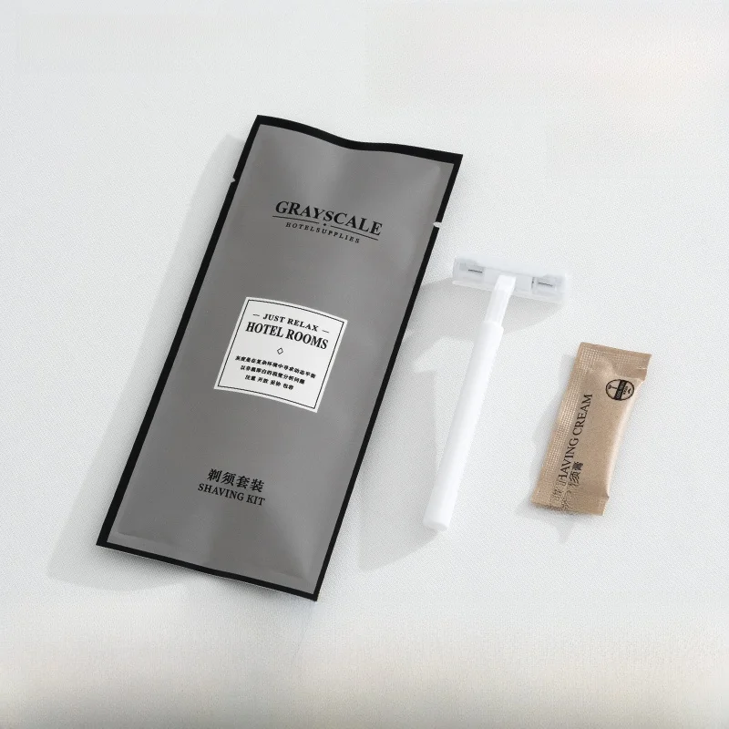 携帯用使い捨てホテルシェーバーセット-グレー-ビジネス旅行、キャンプ、アウトドア活動用トラベルトイレタリー