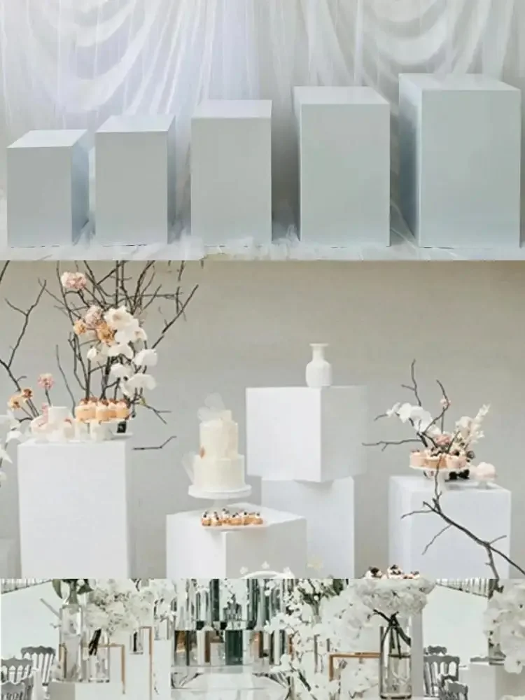 

10pcs White Column Dessert Table Multi Size Purpose Centerpiece Flower Vase Home Hotel Feast Cake Display Stand Backdrop Decor