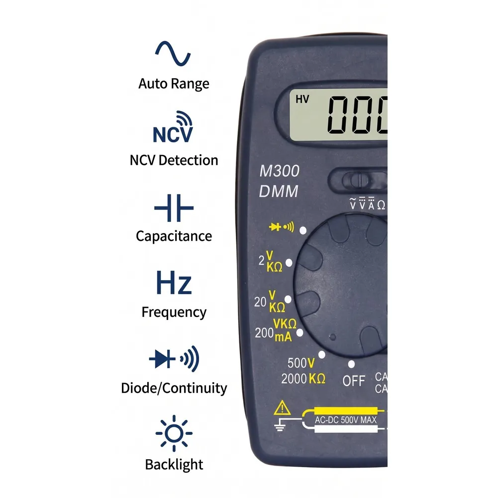 For M300 Digital Multimeter, Automatic Professionals Grade, AC/DC Voltage Tester With Overload Protection, Ohmmeter, Ammeter
