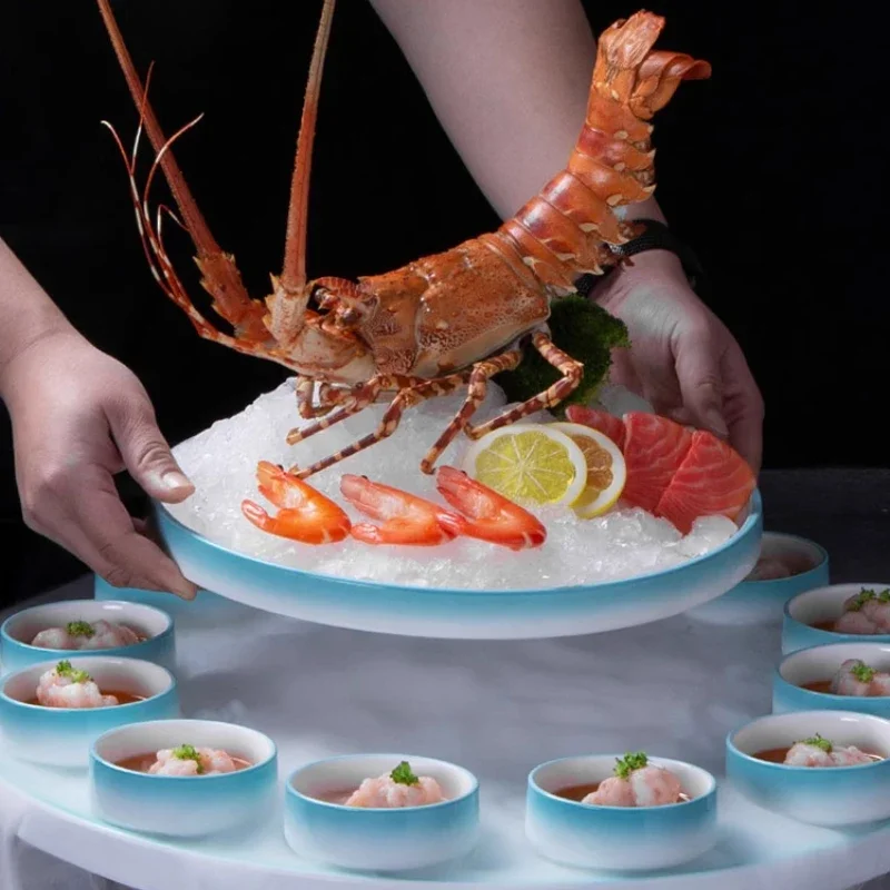 Lobster Dish Circular Ceramic Creative Combination Platter Seafood Dry Ice Sashimi Artistic Conception Tableware