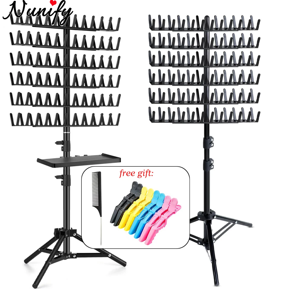 

Braiding Hair Rack Height Adjustable Hair Braid Rack With Clips Combs Tray Hair Divider Rack For Braiding Hair Separator Stand