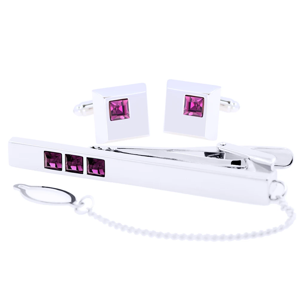 

KFLK Cuff links Necktie clip High Quality Tie pin for Mens Crystal Tie bars Cufflinks Tie clip Set Guests