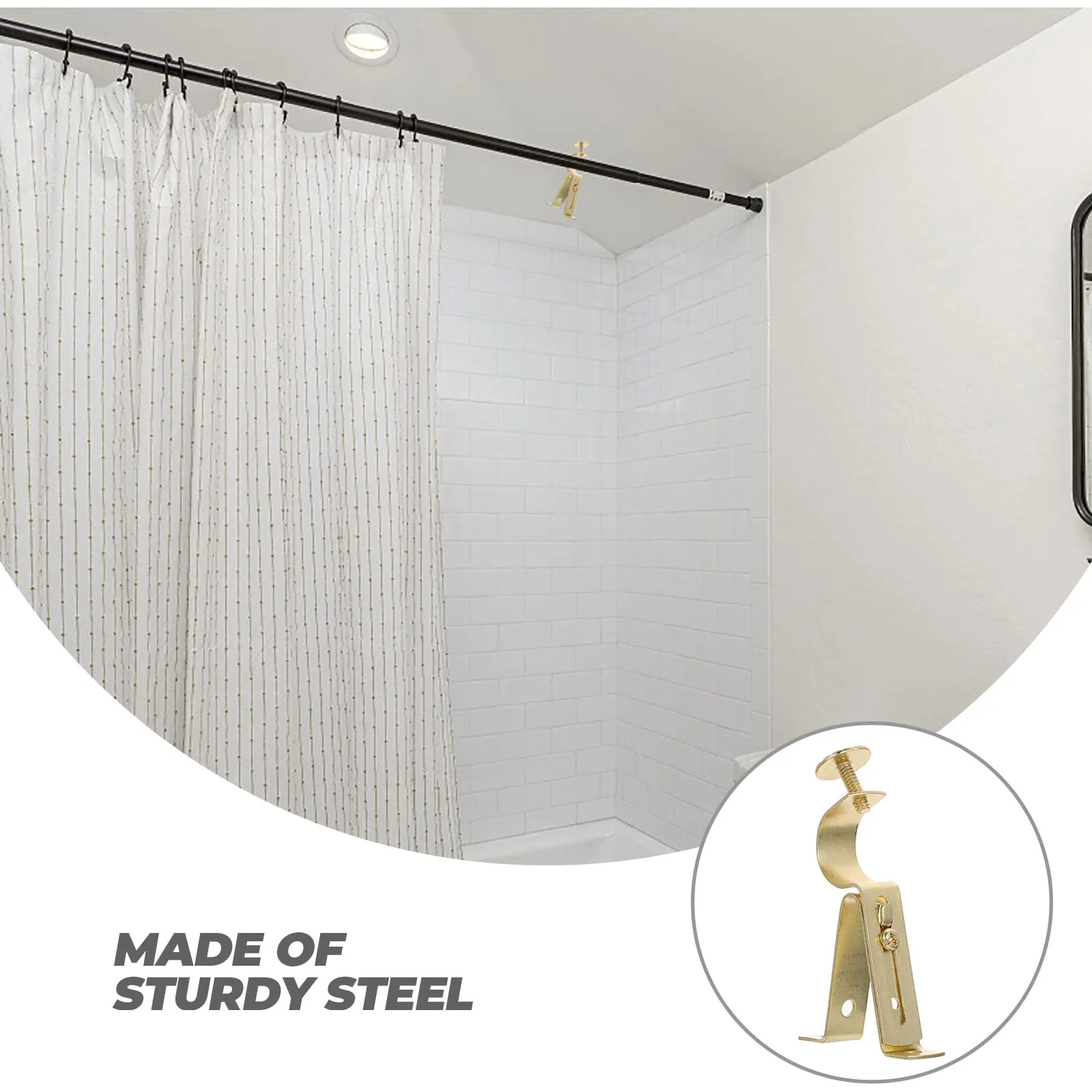 

4 Pcs Curtain Rod Accessories Steel Adjustable Bracket Rust Resistant Easy Install Retro Style Home Office Hotel Window