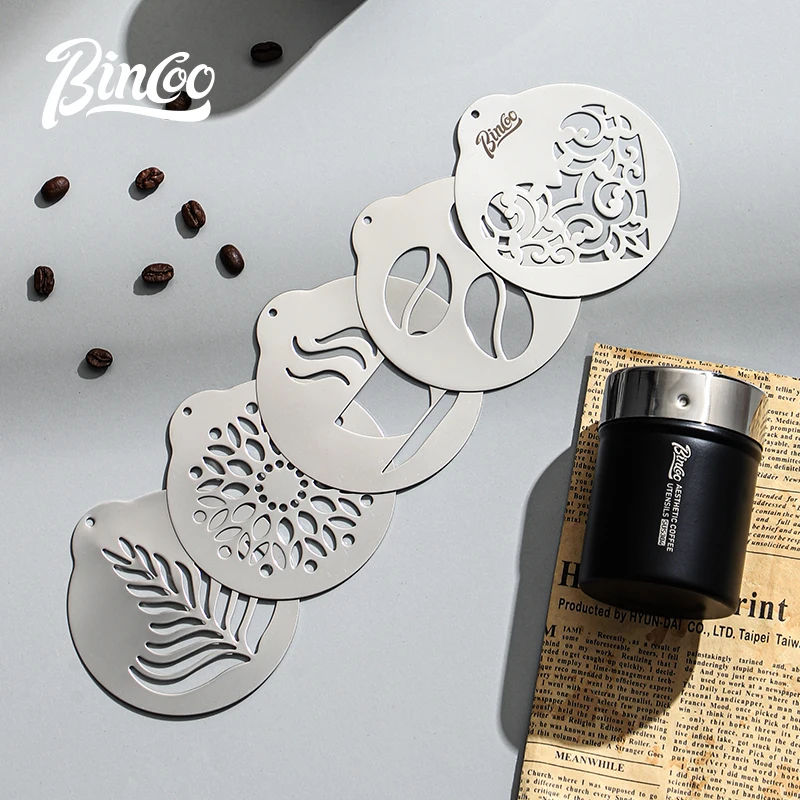 Bincoo Stainless Steel Latte Art Carving Artifact Coffee Cup Fancy Latte Art Pattern Novice Matcha Latte Art Mold