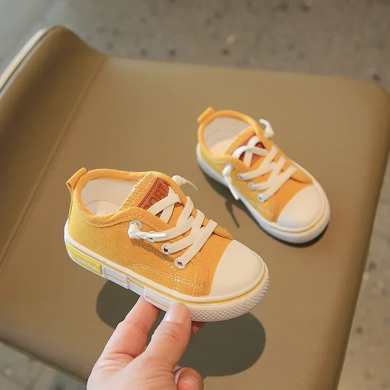 Kids Canvas Shoes for Girls Boys Breathable Solid Casual Shoes Toddler Infant Anti Slip Soft Sole Sneakers Lace Up Board Shoes