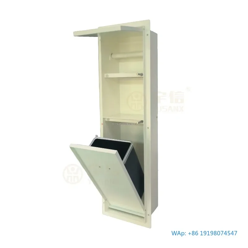 

LED Light Concealed 304 Stainless Steel All-in-one Toilet Paper Holder Trash Can Storage Shelf Wall Rimless Niche