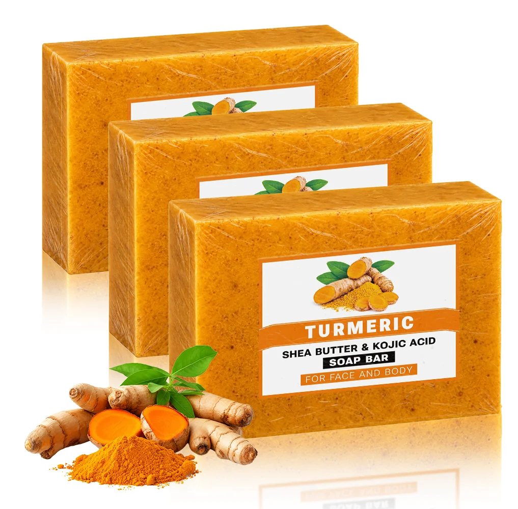 

Turmeric Kojic Acid Soap Bar, Retinol, Collagen, Vitamin E & Shea Butter, Gentle Cleansing for Men & Women