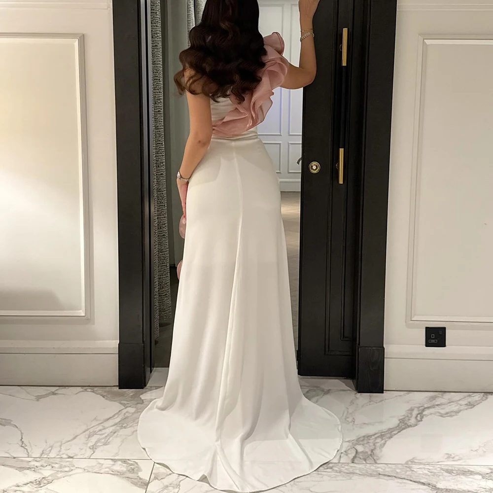 Abiti da sera a sirena personalizzati Abito da ballo senza maniche monospalla lungo fino al pavimento Abito da festa senza schienale drappeggiato increspato
