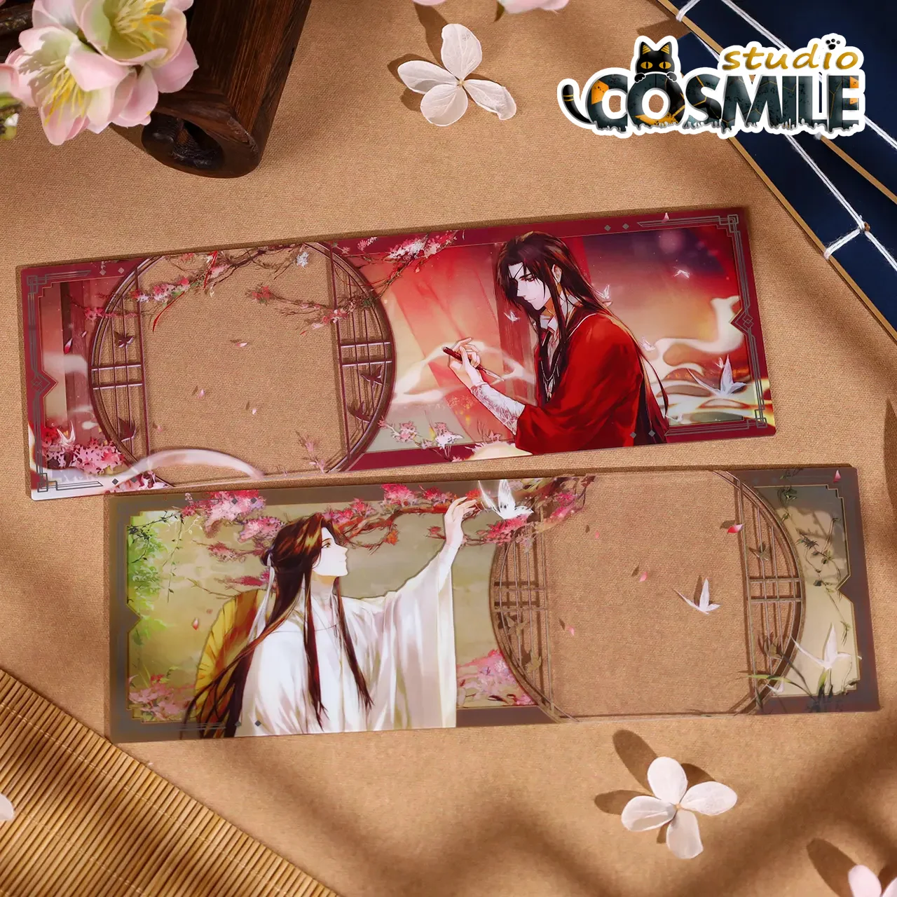 Anime TGCF Tian Guan Ci Fu Official Original Ghost King Hua Cheng Xie Lian Die Comics Acrylic Tickets Paper Flip Card Bi Sa