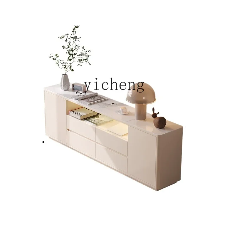 

TQH TV Cabinet Storage Locker Integrated Living Room Household Cream Wind Ultra-thin High Bedroom