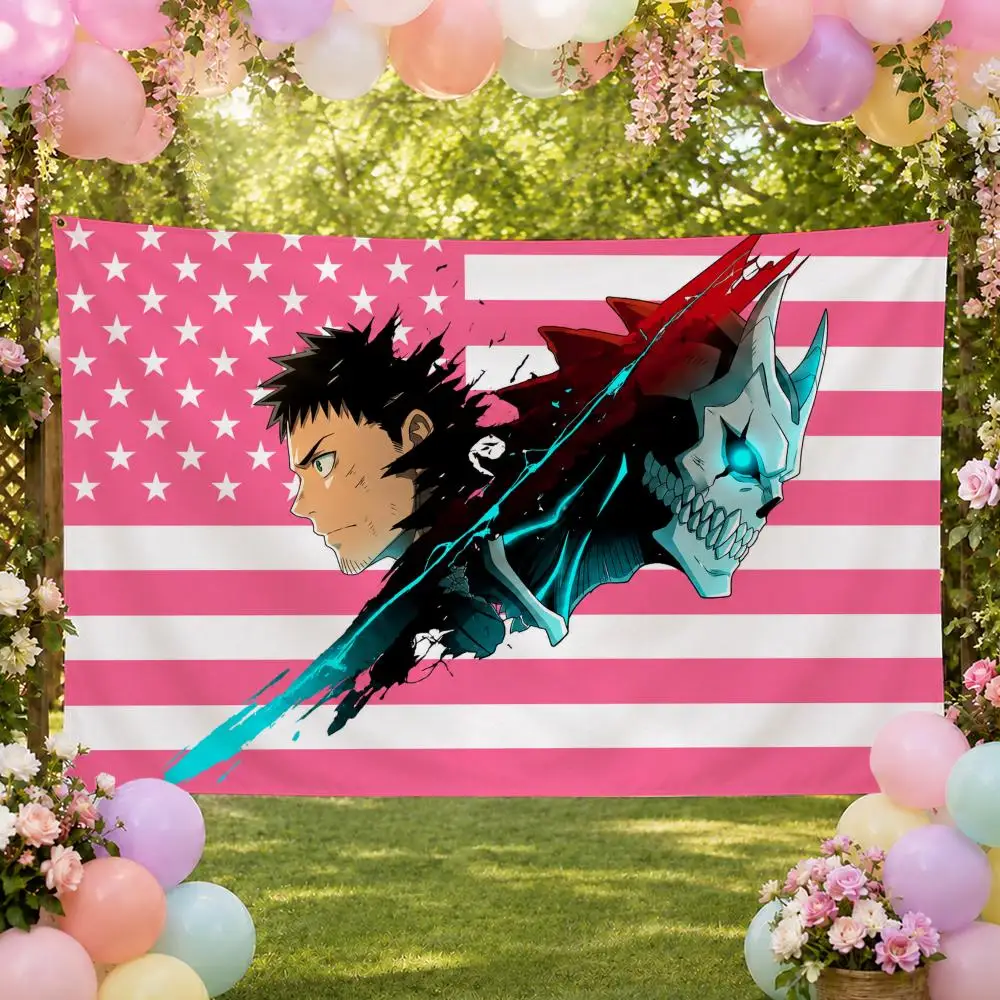 Anime K-Kafka Hibino Kaiju No. 8 Flags Fan Banner Tapestry Wall Hanging Garage BarDorm Camp Party Outdoor Home Decor Gift