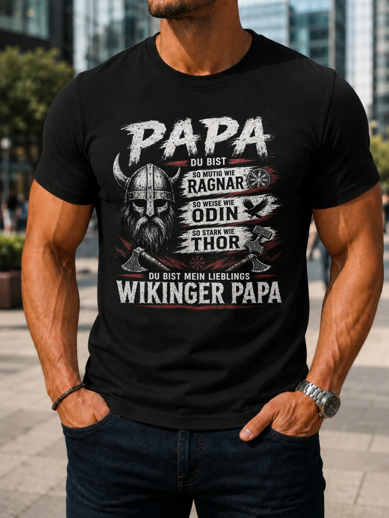 Papa German Quote  Axe Raven Graphic Ragnar Odin Thor Text Favorite Dad Theme Unisex All  Unisex All T-Shirt
