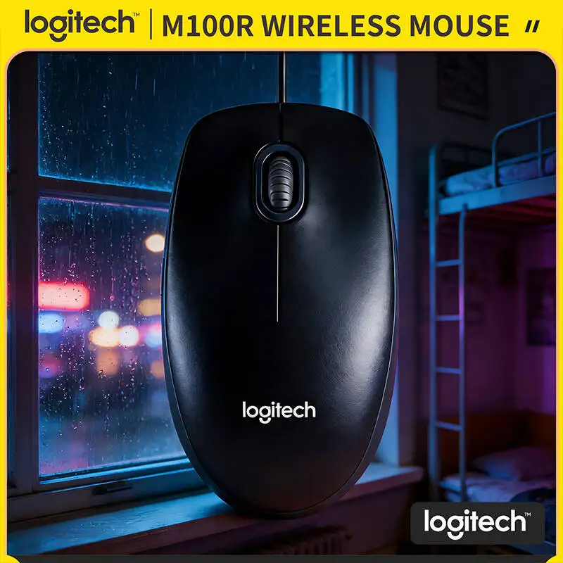 

Проводная оптическая мышь Logitech M100R USB, 1000 DPI, удобная рукоятка, прочный кабель, для ПК, ноутбуков, Mac, Linux, настольных компьютеров, офиса