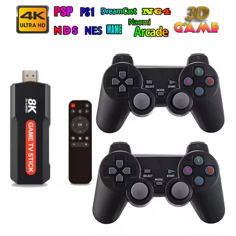 X2 Plus 4K Game Stick 3D 8K HD Retro Video Game Console Wireless Controller TV 10 Emulators For PS1/N64/DC