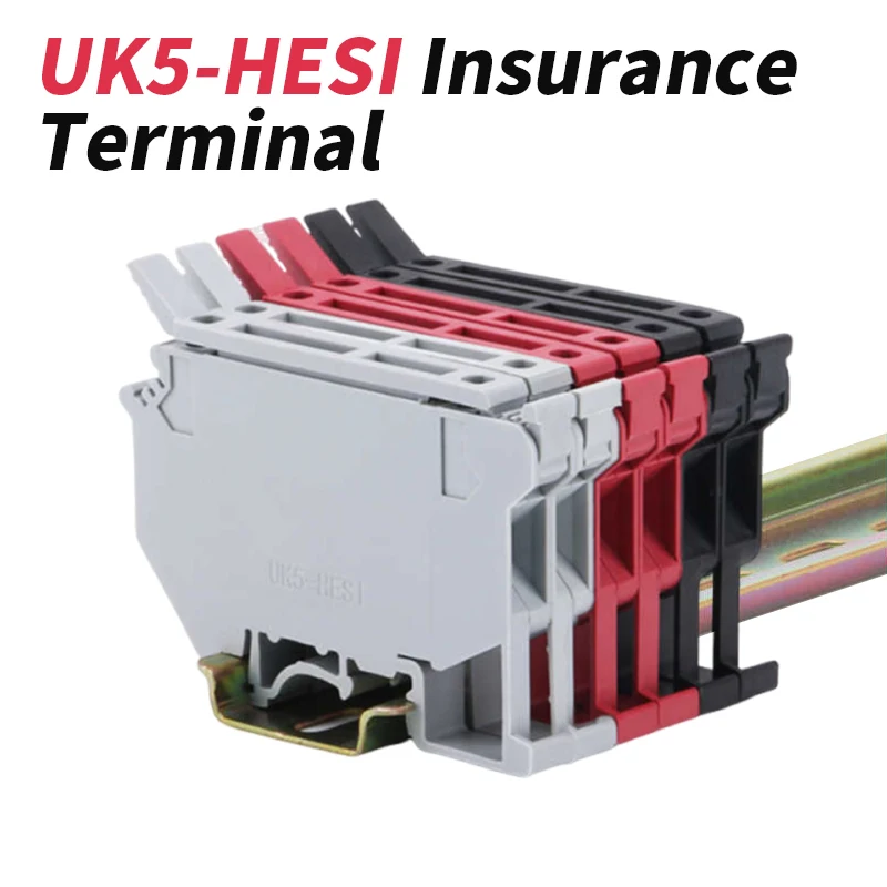 10pcs Guide Rail Type Fuse Terminal With LED Traffic Lights 220V/24V 4-10 Square Wire Diameter Uk5RD Fuse Cutout Terminals Block