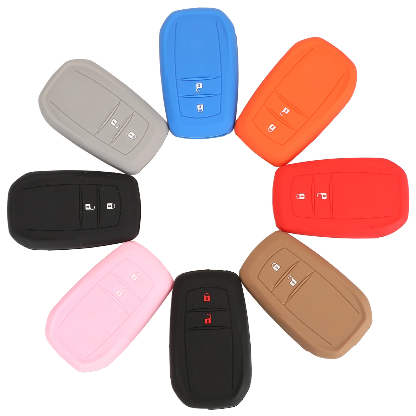 jingyuqin For Toyota Hilux Revo Innova Rav4 Fortuner 2 Buttons Cololful Silicone Smart Remote Car Key Case Cover Protector