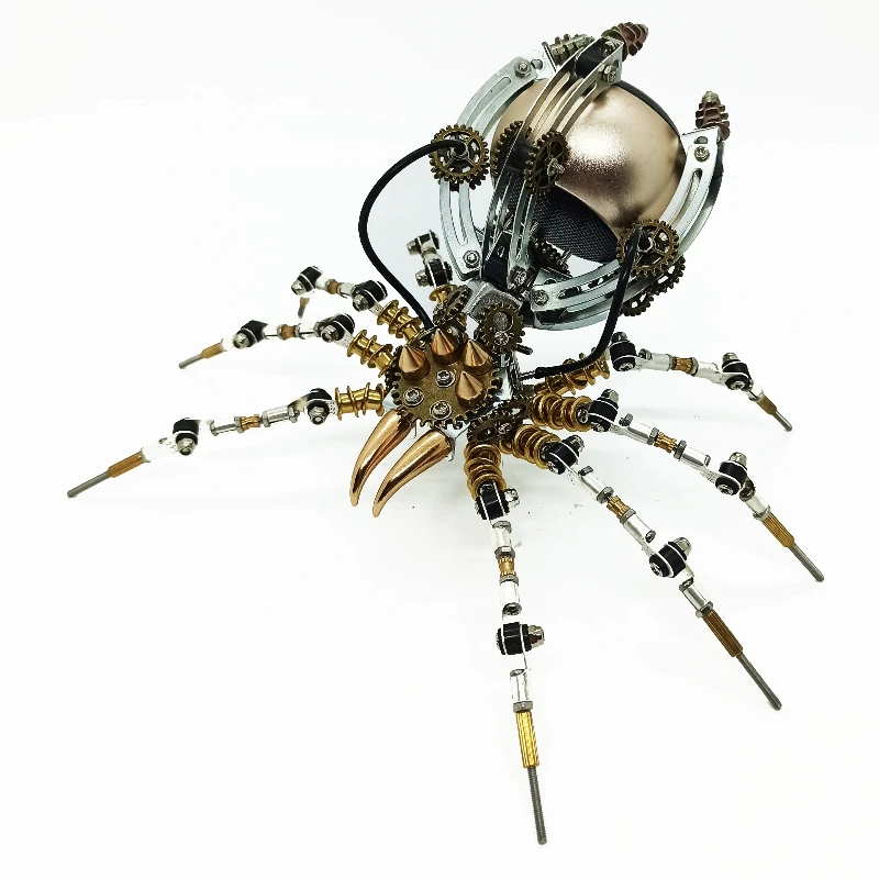 Metal model spiders assemble precision machinery, difficult manual ornaments mechanical insects