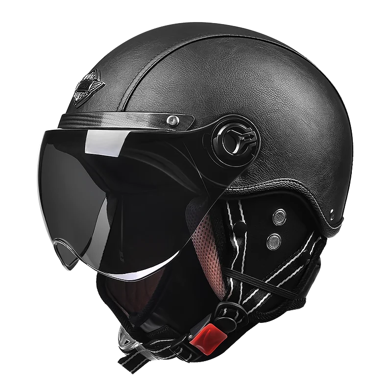 Motorrad helme für Mann Leder Retro Halb kreuzfahrt Helm Prinz Motorrad Helm Harley Vintage Moto Radfahren Sicherheits kappe