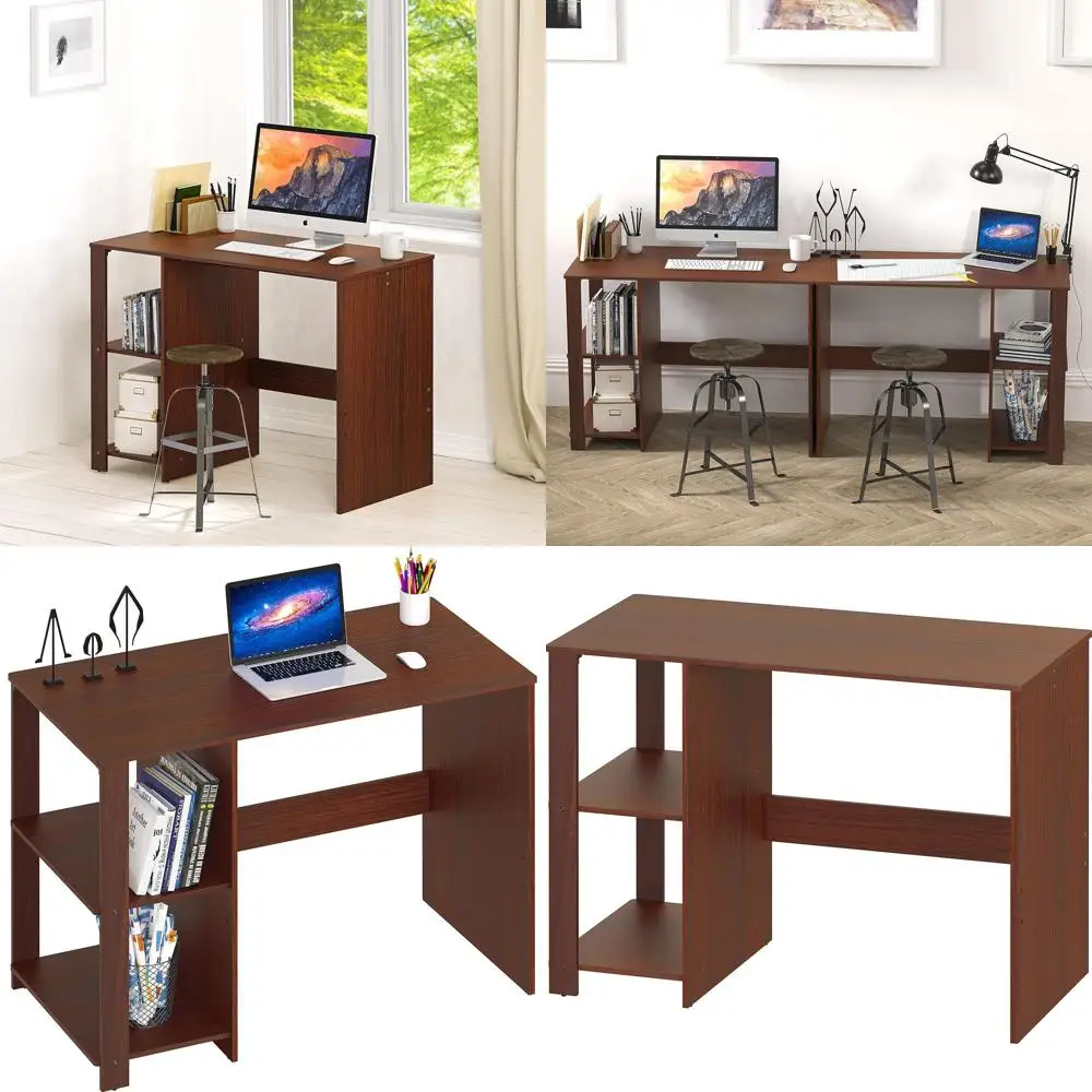 

Cherry 38 Home Office Desk with Storage Shelves