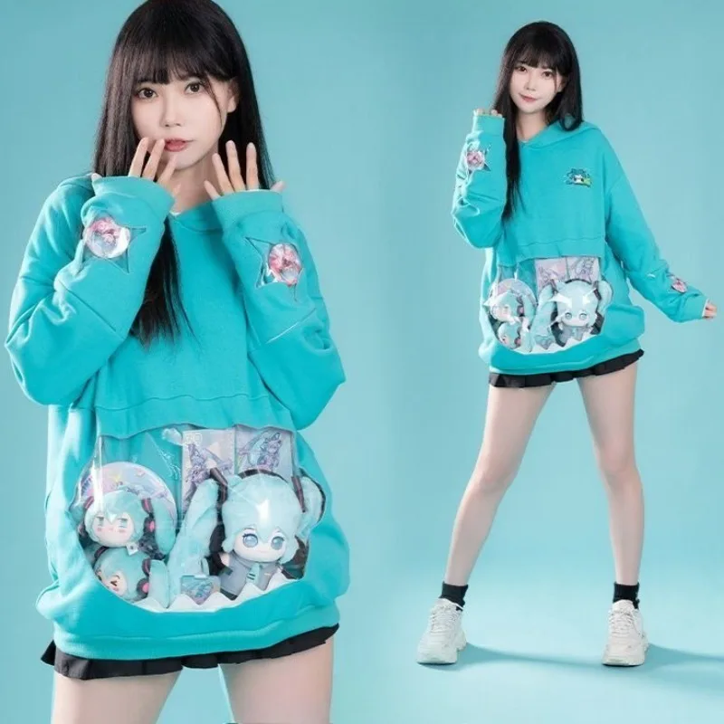 

Hatsune Miku Cotton Hooded Jackets Sweatshirt Men Women T-shirt Anime Cosplay Clothing Casual loose Embroidery Hoody Sportswear