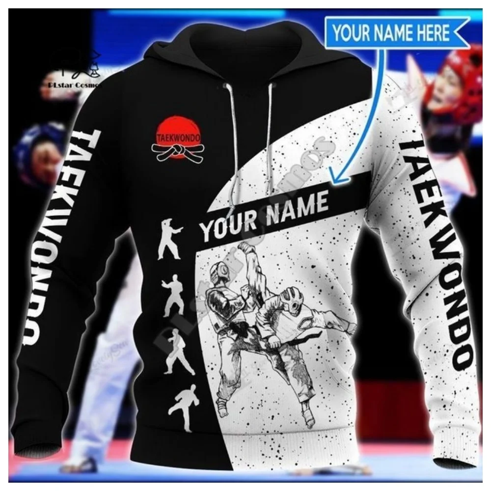 

Men's custom taekwondo hooded sweatshirt, classic retro comfortable clothing, Y2K, autumn and winter