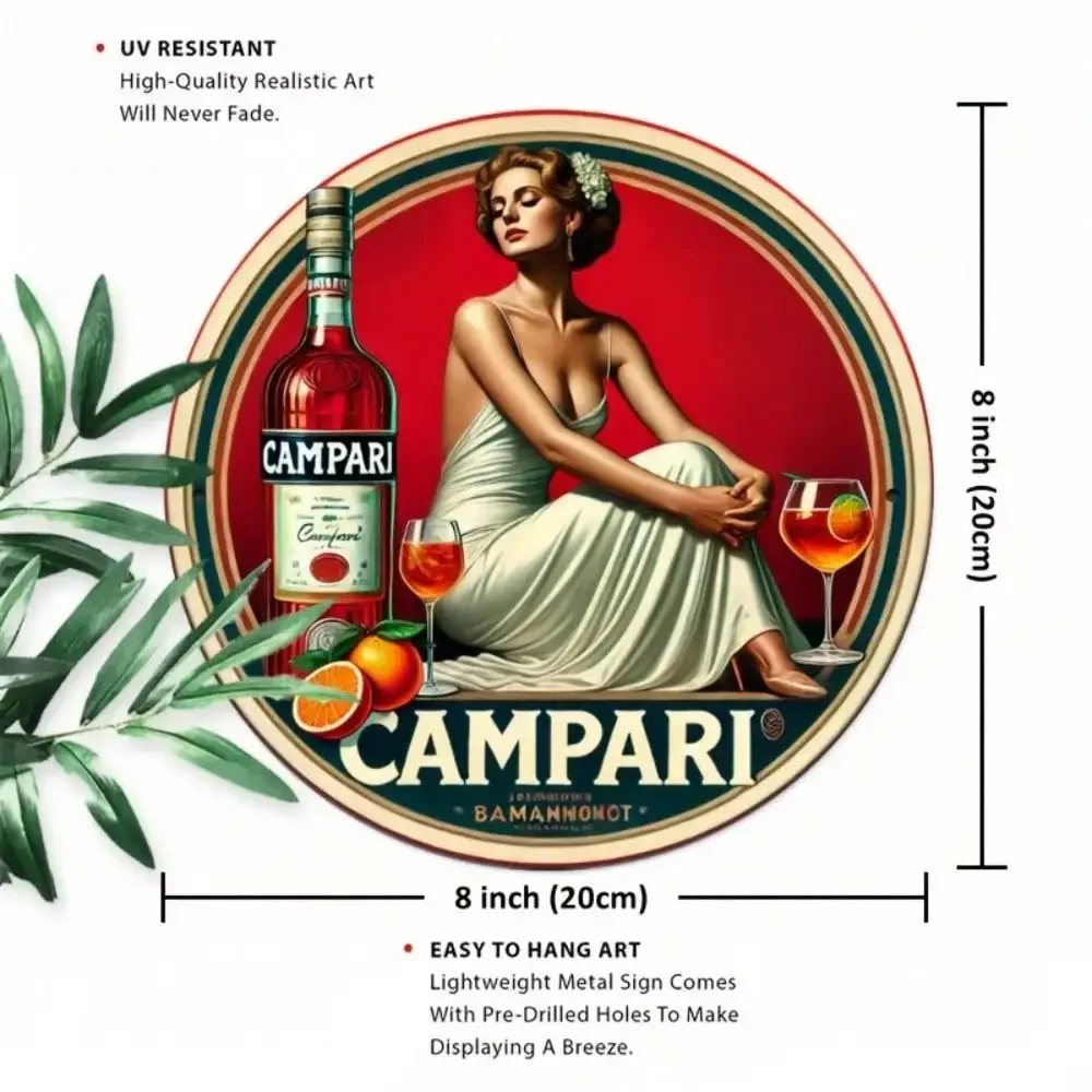 Campari معدن القصدير تسجيل الرجعية جدار ديكور كلاسيكي خمر الألومنيوم بار مقهى