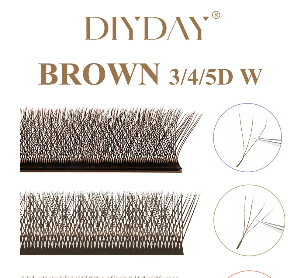 DIYDAY Dark Brown 3D 4D 5D Eyelash Extension
