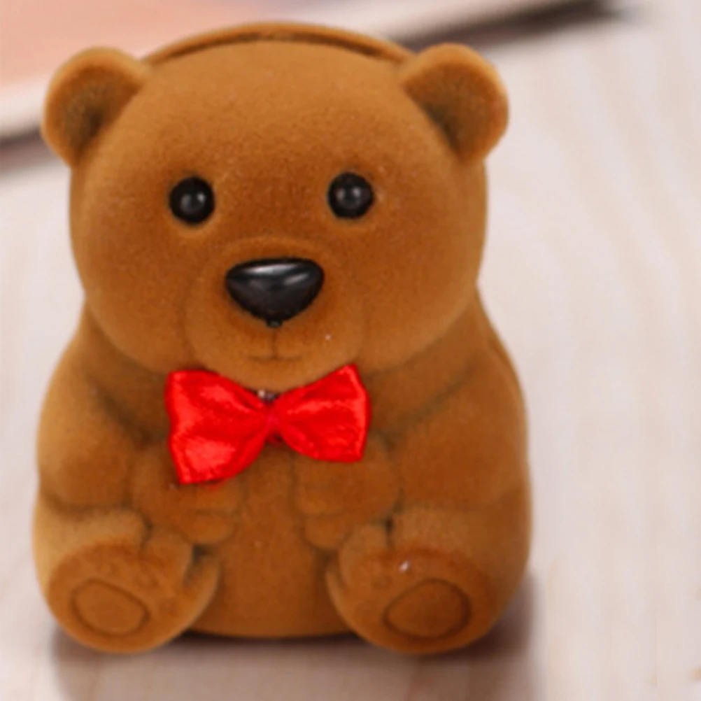 

2pcs Bear Jewelry Box Lightweight Small Storage Case for Earrings Travel ganizer Compact Boxes Lint Jewelry