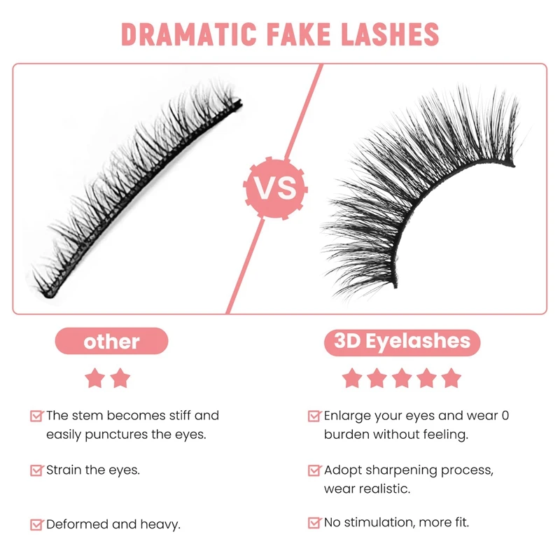 20 Pairs 3D Chemical Fiber Lashes Natural False Eyelashes Dramatic Volume Fake Lashes Makeup Extension Eyelashes