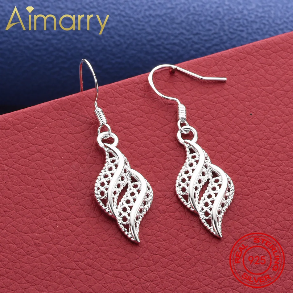 

New 925 Sterling Silver Charms Flowers Leaf Earrings Fashion Party Wedding Jewelry Christmas Gifts Vintage Earrings