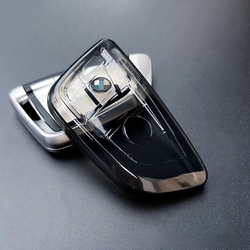 Transparente TPU-Autoschlüsselhülle für BMW - Kompatibel mit 1/3/5/X-Serie, I-Modelle | Schwarz-Weiß-Farbe | Schutzhülle für Schlüsselanhänger – Detail 4