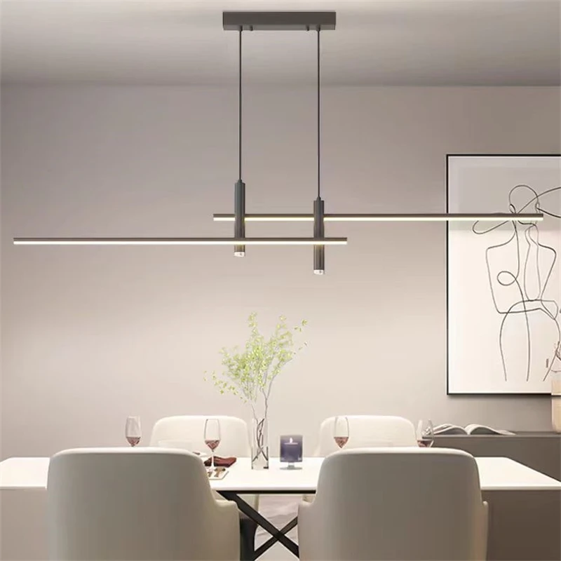 Modern Minimalist LED Ceiling Chandelier Black Gold For Kitchen Dining Room Coffee Table Pendant Lamp Home Decor Light Fixture