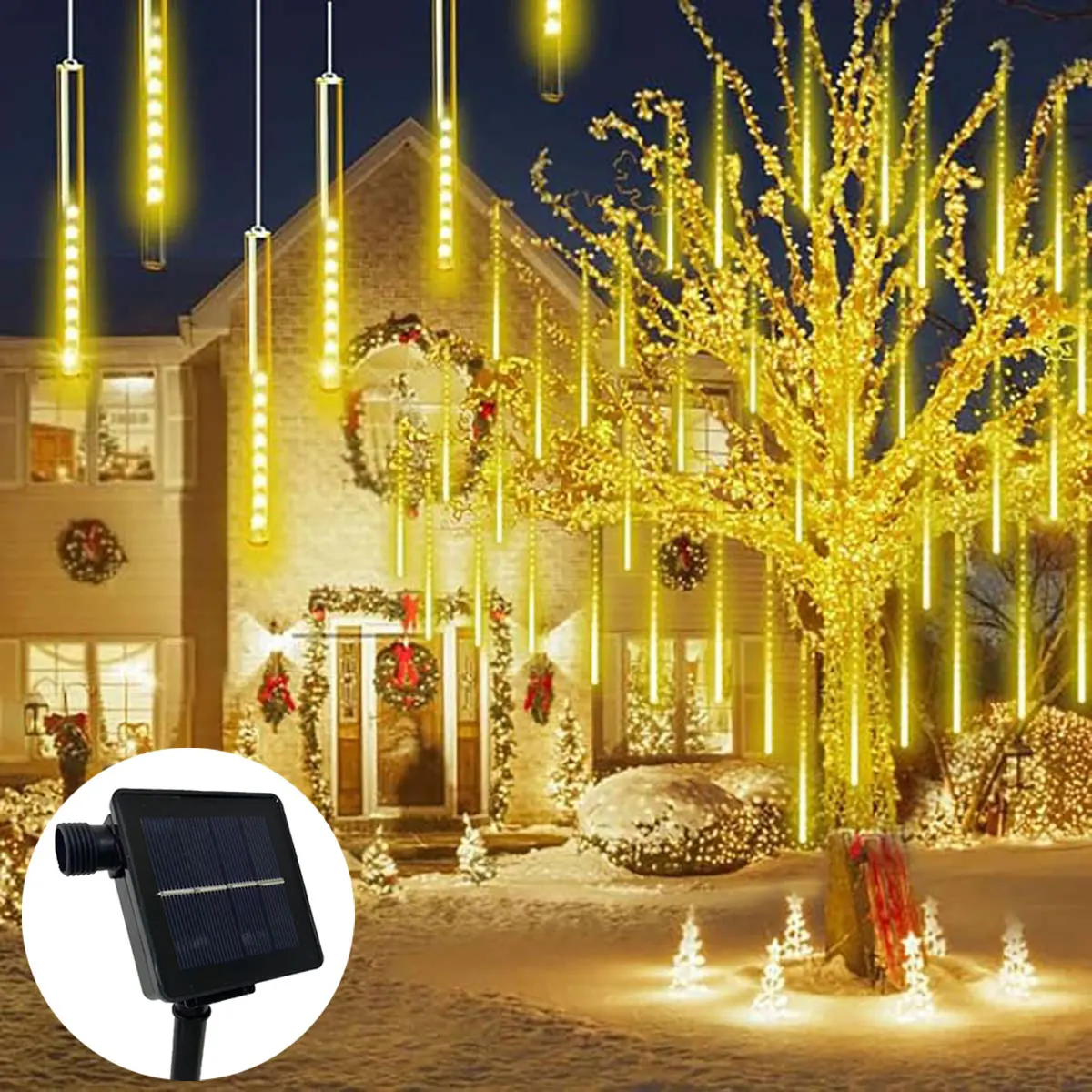 

Solar LED Meteor Shower Festoon Led Light Street Garlands Outdoor Light Garland New Year 2024 Christmas Decorations for Home