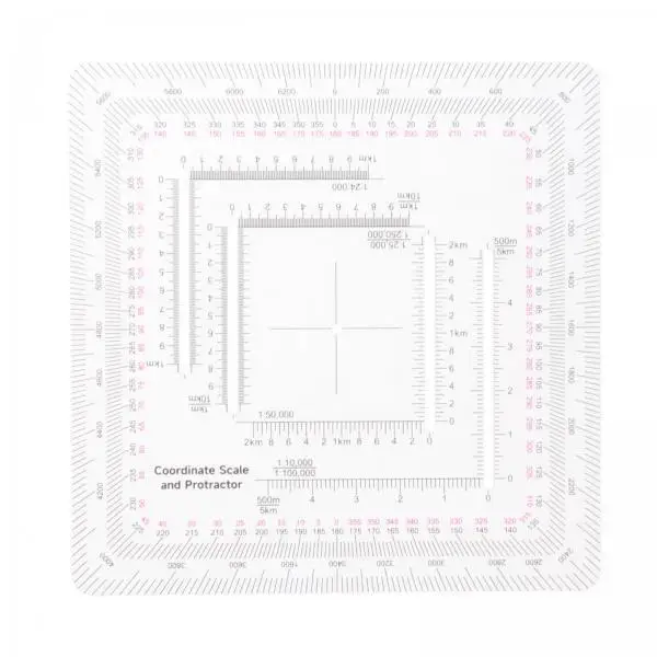 Professional Coordinate Scale Grid Reader Plastic Topographical Measuring Ruler for Engineering Architecture Navigation