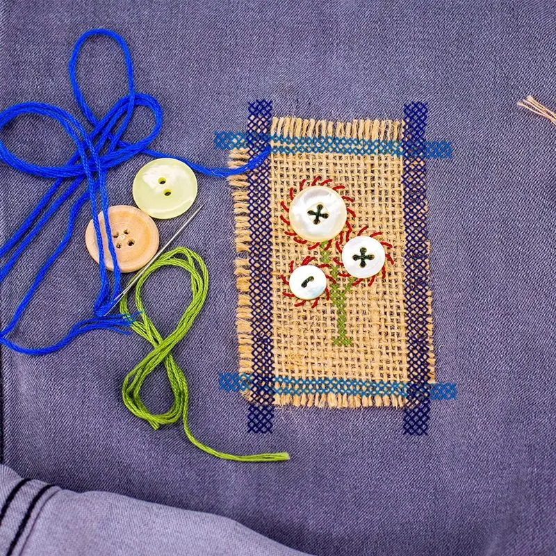 ●Darning Mini Kits Machine with Threads, Complete Darning Kit for Beginners Quickly Mending Jeans Socks, Patterns-ABFB